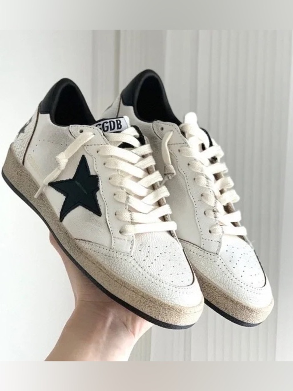 Golden Goose White Sneakers with Black Star Accent